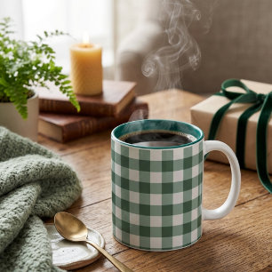 2 Couleurs Tasse à café bicolore en vichy vert sauge esthétiq