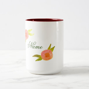 2 Couleurs Tasse à café bicolore Fleurs roses