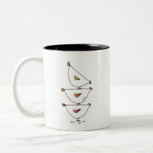 2 Couleurs Tasse à café bicolore Poules Empilées