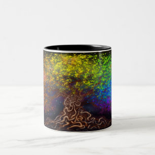 2 Couleurs Tasse à café bicolore Rainbow Tree