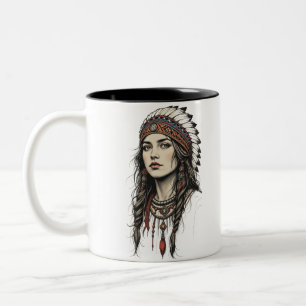 2 Couleurs Tasse à café bicolore Tribal Queen Wild Soul