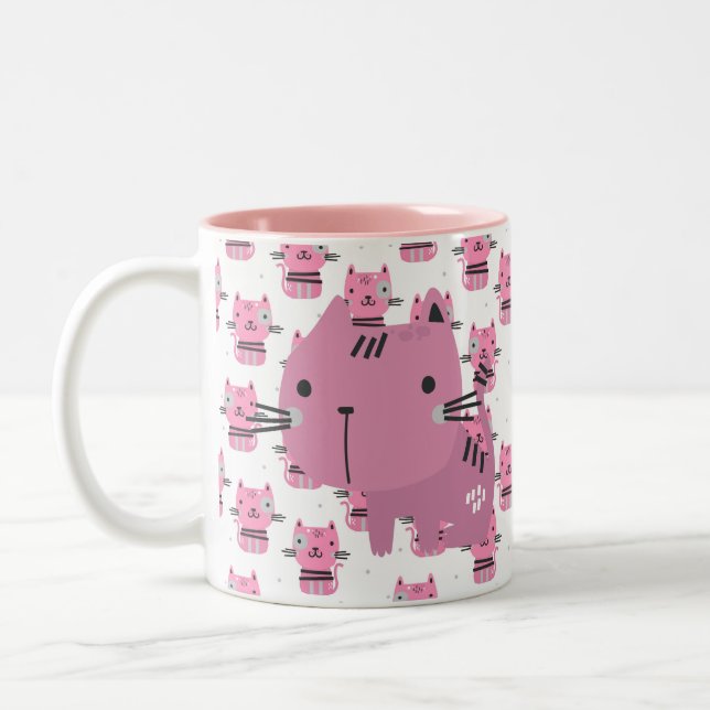 2 Couleurs Tasse à café Chats Roses (Gauche)