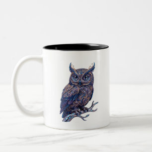 2 Couleurs Tasse à café Chouette Ornée Mystique - Art Céleste