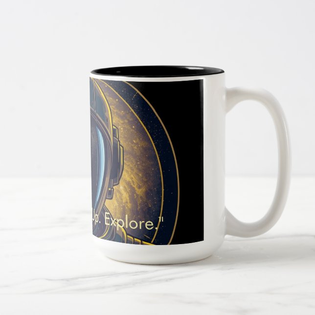 2 Couleurs Tasse à café circulaire vectorielle astronaute Gal (Droit)
