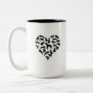 2 Couleurs Tasse à café classique pour papa chien avec cœur d