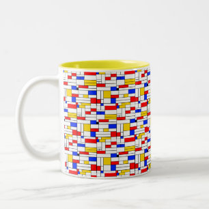 2 Couleurs Tasse à café d'art abstrait de style Piet Mondrian