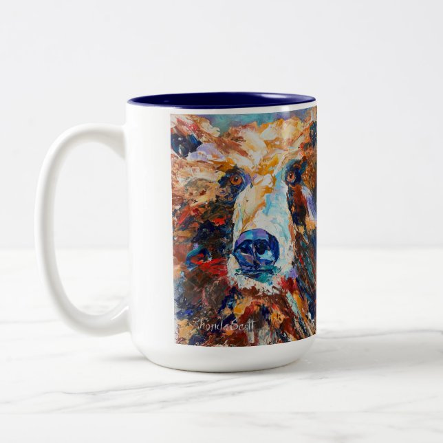 2 Couleurs Tasse à café de 425ml 'Dans le regard de l'ours' (Gauche)