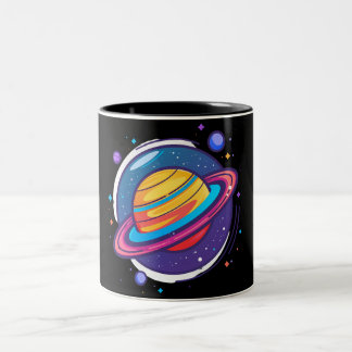 2 Couleurs Tasse à café de la planète Saturne – Design cosmiq
