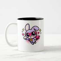 Tasse à café de lapin super-héros mignon Kawaii