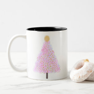 2 Couleurs Tasse à café de l'arbre de Noël rose