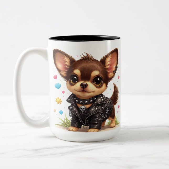 2 Couleurs Tasse à café de style punk Chihuahua (Gauche)