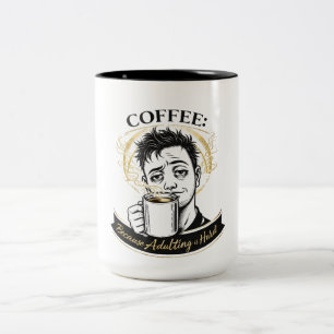2 Couleurs Tasse à café « Devenir adulte est dur »   Humour a