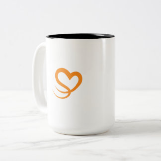 2 Couleurs Tasse à café Élégant Logo Cœur | Minimaliste pour