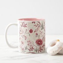 Tasse à café élégante à motif floral de rose vinta