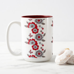 2 Couleurs Tasse à café élégante moderne chic fleur