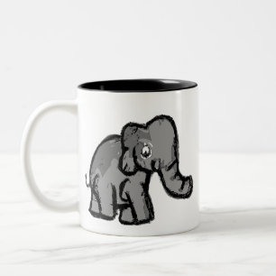 2 Couleurs Tasse à café éléphant de dessin animé mignon pour
