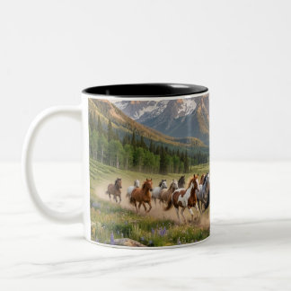 2 Couleurs Tasse à café en céramique Wild Mustang Sunset Run