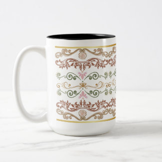 2 Couleurs Tasse à café en damas floral vintage | Victori