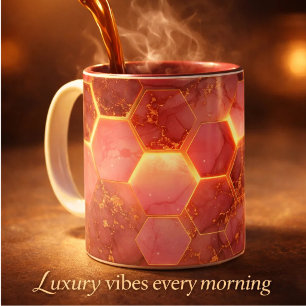2 Couleurs Tasse à café en marbre rose et or de luxe – Élégan