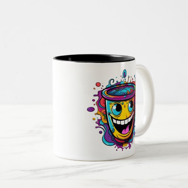 2 Couleurs Tasse à café folle (Devant droit)