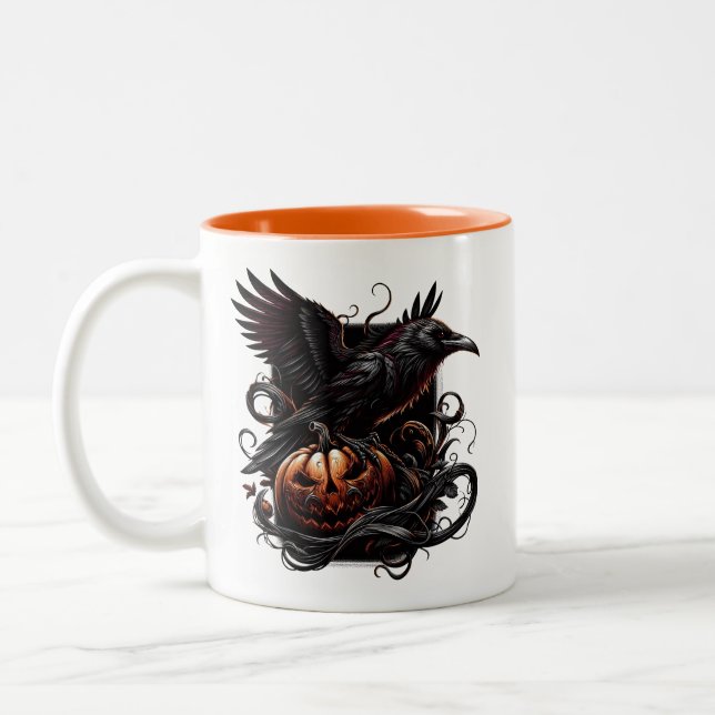 2 Couleurs Tasse à café Halloween Raven (Gauche)