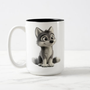 2 Couleurs Tasse à café Loup Mignon   Tasse à café Chien Husk