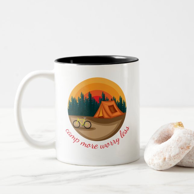 2 Couleurs Tasse à café mignonne rétro pour le camping / plei (Avec donut)