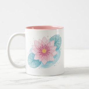 2 Couleurs Tasse à café minimaliste lys d'eau rose aquarelle