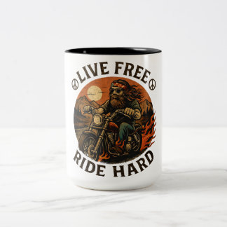 2 Couleurs Tasse à café motard moto "Vivre libre rouler dur"