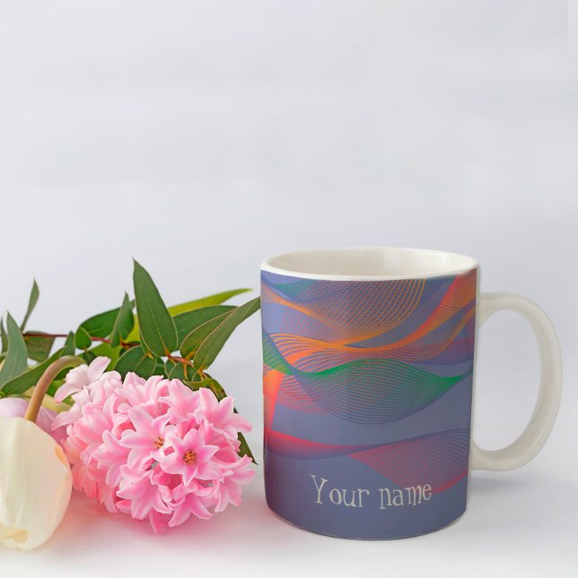 2 Couleurs Tasse à café motif abstrait de lavande psychédéliq (Créateur téléchargé)