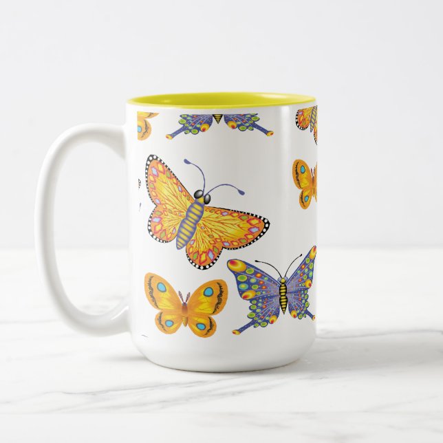 2 Couleurs Tasse à café Papillons (Gauche)