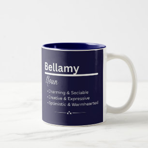 2 Couleurs Tasse à café personnalisée au nom Bellamy