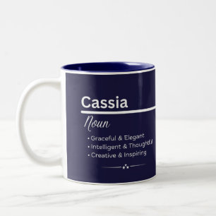 2 Couleurs Tasse à café personnalisée au nom de Cassia
