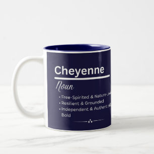 2 Couleurs Tasse à café personnalisée avec le nom Cheyenne et