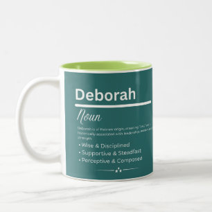 2 Couleurs Tasse à café personnalisée avec le prénom Deborah,
