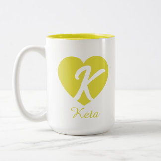 2 Couleurs Tasse à café personnalisée avec monogramme cœur et