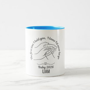 2 Couleurs Tasse à café personnalisée bébé 2026 bleu avec pré