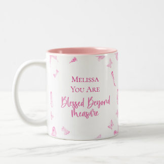 2 Couleurs Tasse à café personnalisée Bénie au-delà de toute 
