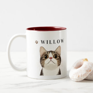 2 Couleurs Tasse à café pour amateur de chat en art linéaire
