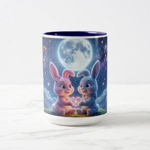 2 Couleurs Tasse à café pour couple de lapins mignons - Milo