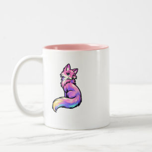 2 Couleurs Tasse à café renard galaxie pastel esthétique