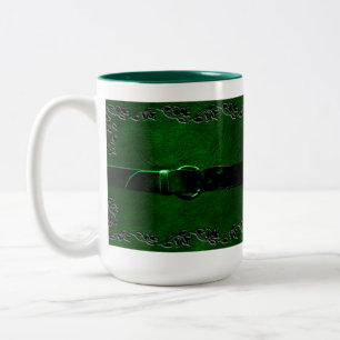 2 Couleurs Tasse à café riche vert en cuir et ceinture en cui
