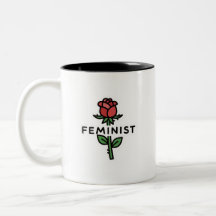 Tasse à café rose bicolore féministe minimaliste