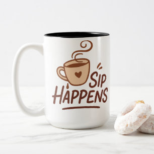 2 Couleurs Tasse à café Sip Happens – Tasse minimaliste imper