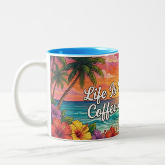 2 Couleurs Tasse à café Tropical Beach | La vie est meilleure