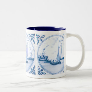 2 Couleurs Tasse à café Voilier Bleu et Blanc de Delft