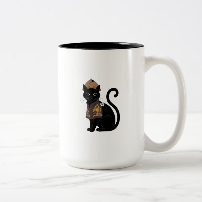 2 Couleurs Tasse à café Warrior Black Cat (Droit)