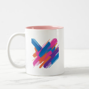 2 Couleurs Tasse à coup de pinceau abstrait coloré