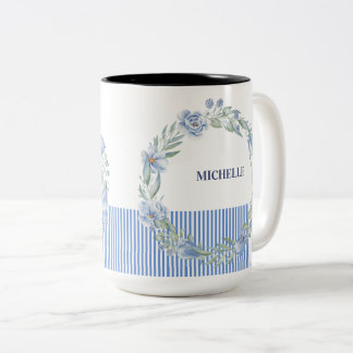 2 Couleurs Tasse à couronne florale personnalisée 