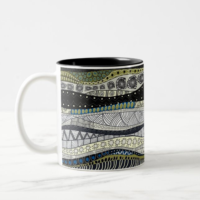 2 Couleurs Tasse à design abstrait Zen Waves (Gauche)